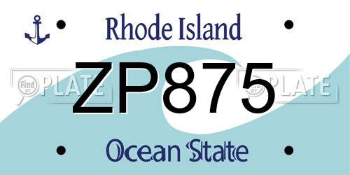 ZP875 Rhode Island License Plate