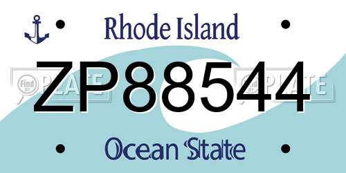 ZP88544 Rhode Island License Plate