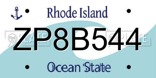 ZP8B544 Rhode Island License Plate