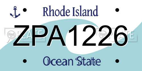 ZPA1226 Rhode Island License Plate