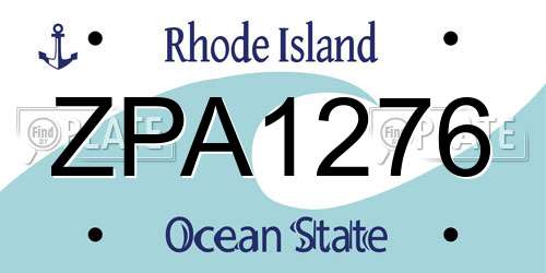 ZPA1276 Rhode Island License Plate