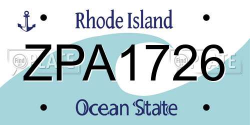 ZPA1726 Rhode Island License Plate