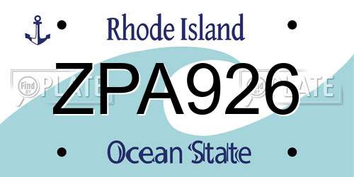ZPA926 Rhode Island License Plate