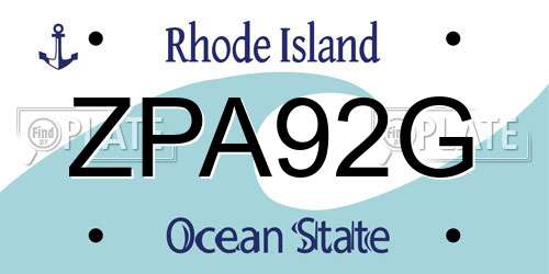ZPA92G Rhode Island License Plate