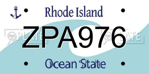 ZPA976 Rhode Island License Plate