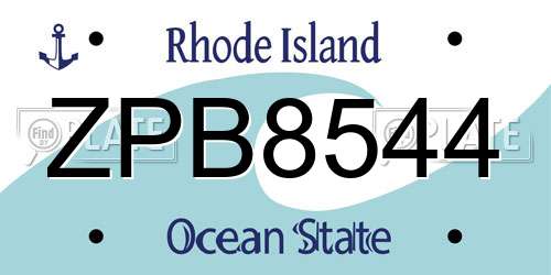 ZPB8544 Rhode Island License Plate