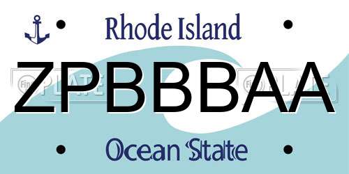 ZPBBBAA Rhode Island License Plate