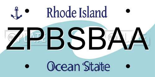 ZPBSBAA Rhode Island License Plate