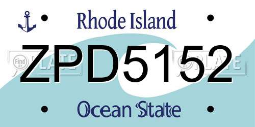 ZPD5152 Rhode Island License Plate