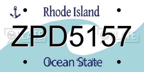 ZPD5157 Rhode Island License Plate