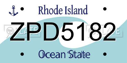 ZPD5182 Rhode Island License Plate