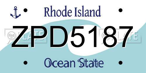 ZPD5187 Rhode Island License Plate
