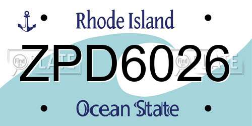 ZPD6026 Rhode Island License Plate