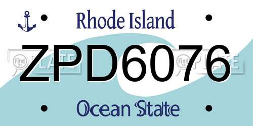 ZPD6076 Rhode Island License Plate