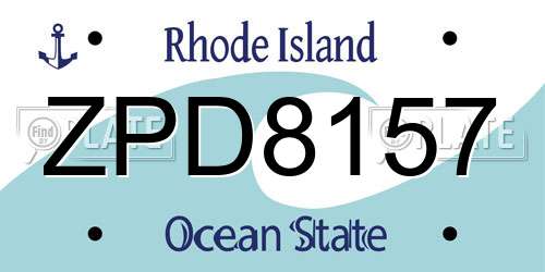 ZPD8157 Rhode Island License Plate