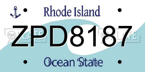 ZPD8187 Rhode Island License Plate
