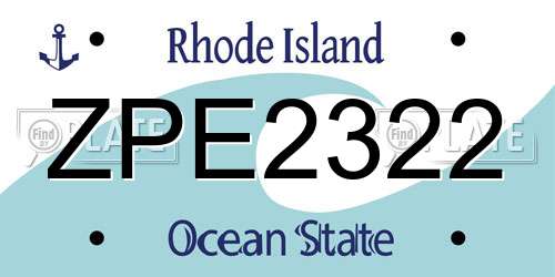 ZPE2322 Rhode Island License Plate