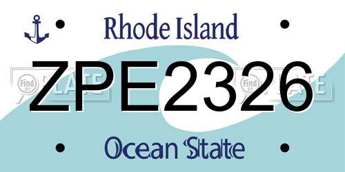 ZPE2326 Rhode Island License Plate
