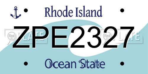 ZPE2327 Rhode Island License Plate