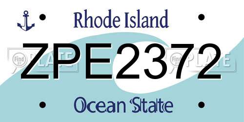 ZPE2372 Rhode Island License Plate