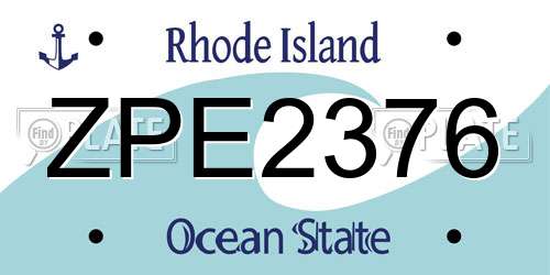 ZPE2376 Rhode Island License Plate