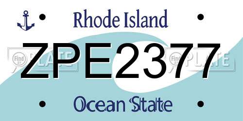 ZPE2377 Rhode Island License Plate
