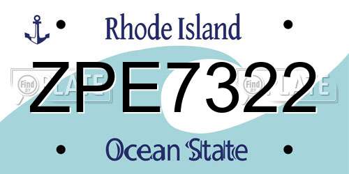 ZPE7322 Rhode Island License Plate