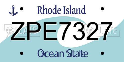 ZPE7327 Rhode Island License Plate
