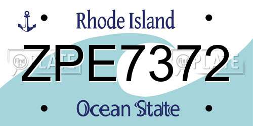 ZPE7372 Rhode Island License Plate