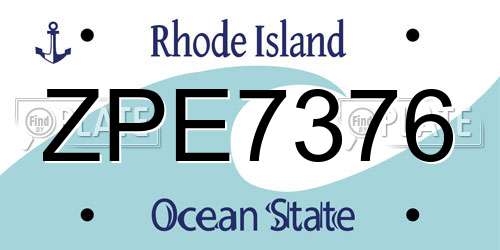 ZPE7376 Rhode Island License Plate