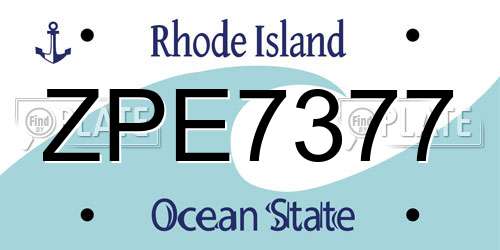 ZPE7377 Rhode Island License Plate