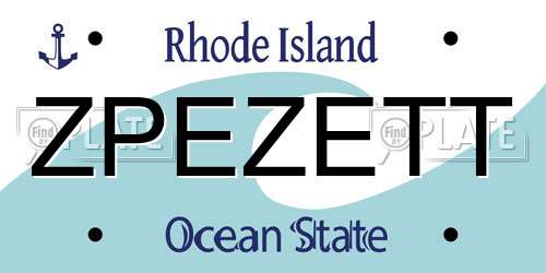 ZPEZETT Rhode Island License Plate