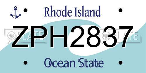 ZPH2837 Rhode Island License Plate