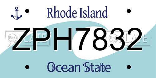 ZPH7832 Rhode Island License Plate