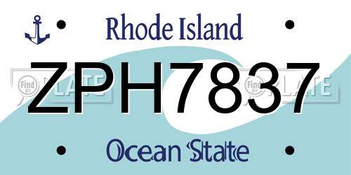 ZPH7837 Rhode Island License Plate