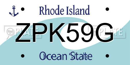 ZPK59G Rhode Island License Plate