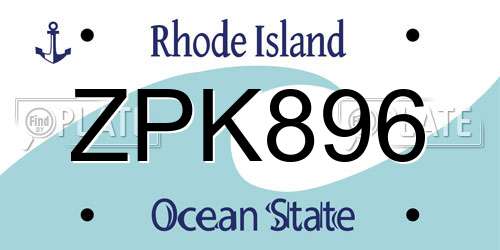 ZPK896 Rhode Island License Plate