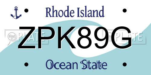 ZPK89G Rhode Island License Plate