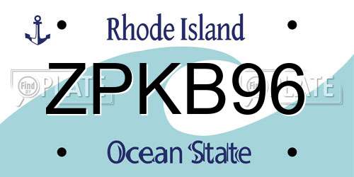 ZPKB96 Rhode Island License Plate