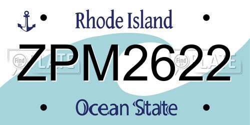 ZPM2622 Rhode Island License Plate
