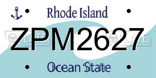 ZPM2627 Rhode Island License Plate