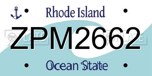 ZPM2662 Rhode Island License Plate