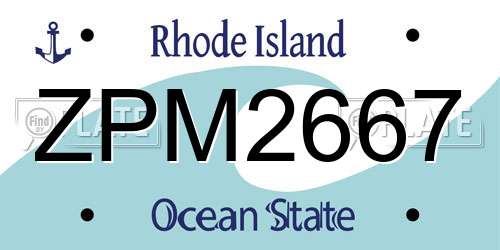 ZPM2667 Rhode Island License Plate