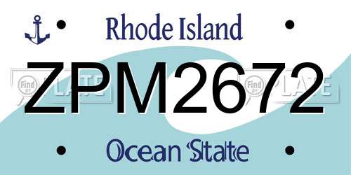 ZPM2672 Rhode Island License Plate