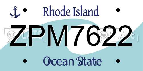 ZPM7622 Rhode Island License Plate