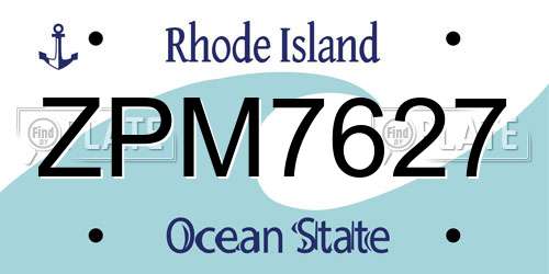ZPM7627 Rhode Island License Plate
