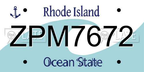 ZPM7672 Rhode Island License Plate