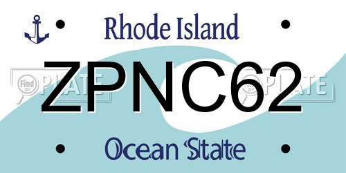 ZPNC62 Rhode Island License Plate