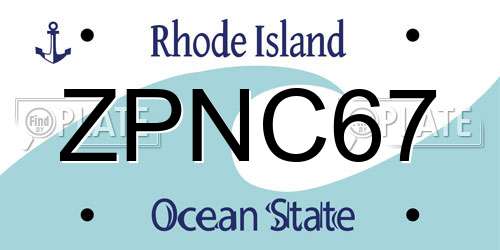 ZPNC67 Rhode Island License Plate