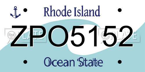 ZPO5152 Rhode Island License Plate